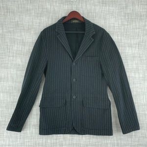 Ralph Lauren & Co. Clothiers Mens M Black Chalk Line Cotton Blazer Jacket 1024